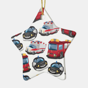 Police, Ambulance and Fire Service transport Ceramic Ornament