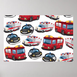 Police, Ambulance and Fire Service transport Poster