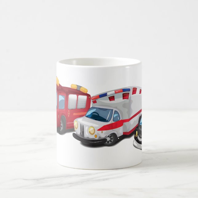 Police, Ambulance and Fire Service vehicles. Coffee Mug (Center)
