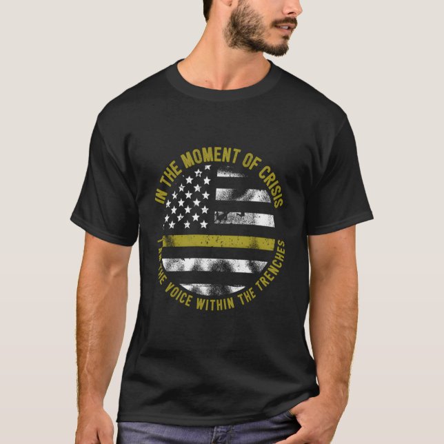 Police And Fire Dispatcher Thin Gold Line T-Shirt (Front)