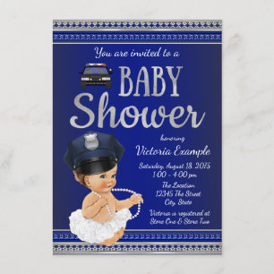 Police Baby Shower Invitations Girl