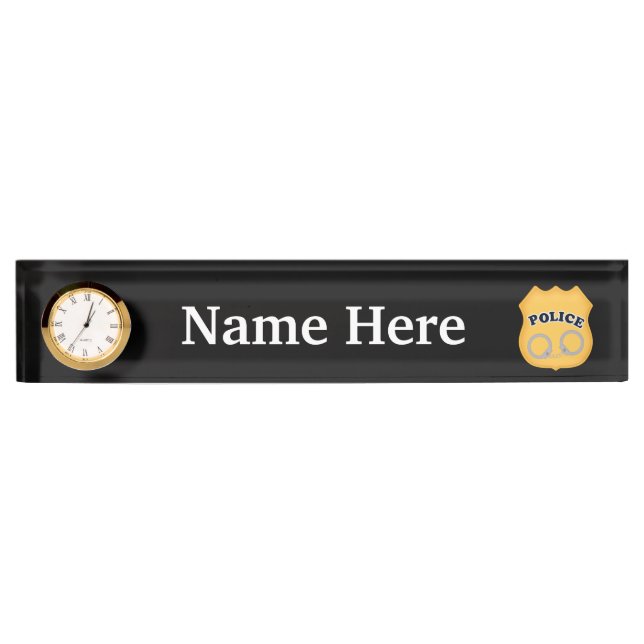 Police badge and cuffs add name nameplate (Front)