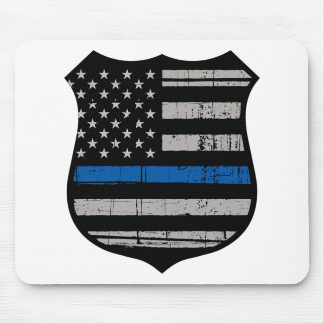 Police Badge Blue Line Mouse Pad (Front)