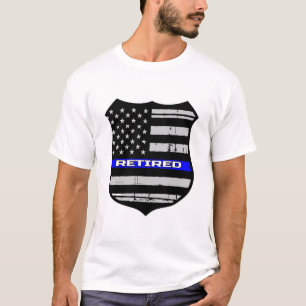 Police Badge Blue Line Retired T-Shirt