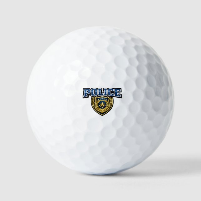 Police Badge Bold Text Design Golf Balls (Front)