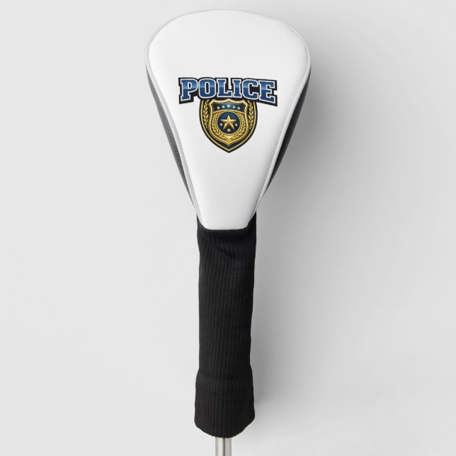 Police Badge Bold Text Design Golf Head Cover (Front)