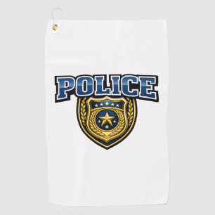 Police Badge Bold Text Design Golf Towel