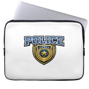 Police Badge Bold Text Design Laptop Sleeve
