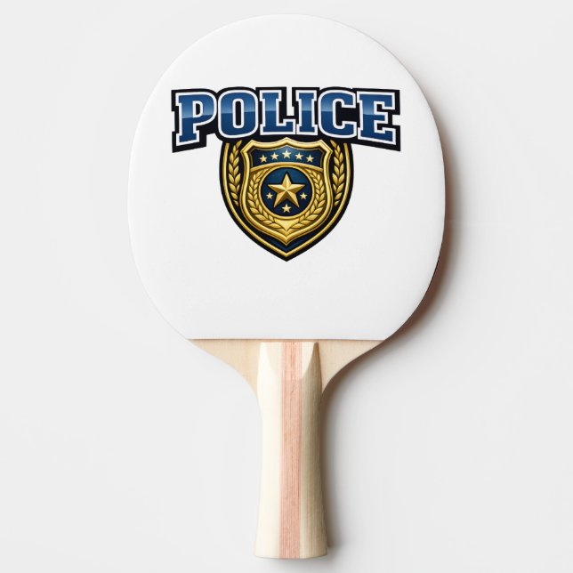 Police Badge Bold Text Design Ping Pong Paddle (Front)