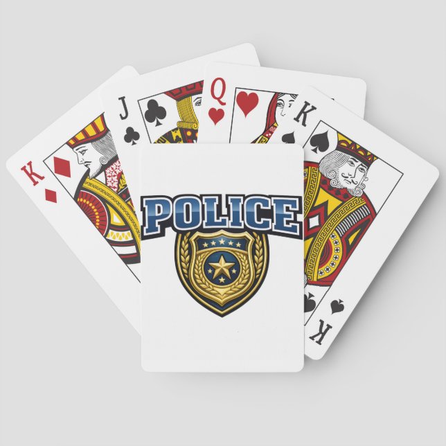 Police Badge Bold Text Design Playing Cards (Back)