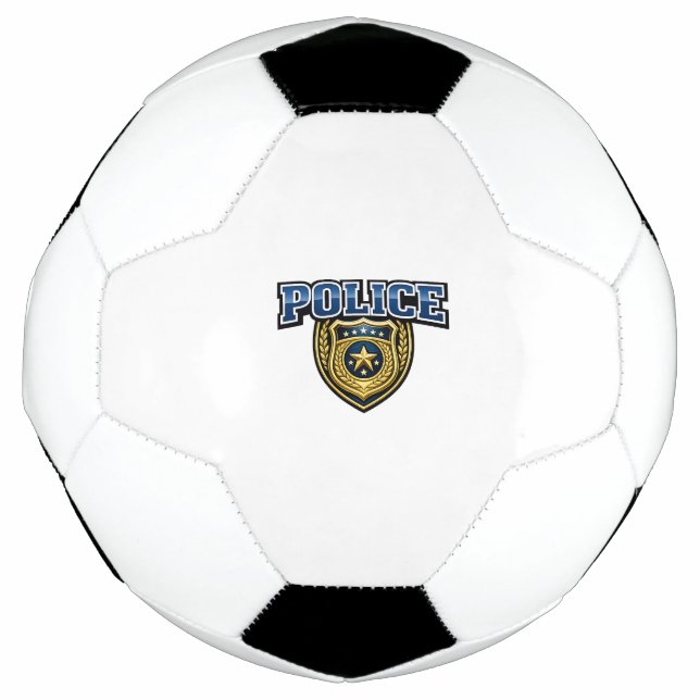 Police Badge Bold Text Design Soccer Ball (Front)