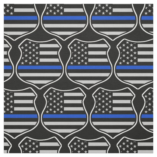 Police badge flag american with thin blue line fabric (Swatch)