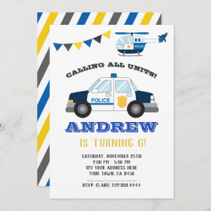 Police Birthday Invitation Chalkboard