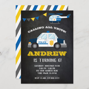 Police Birthday Invitation Chalkboard
