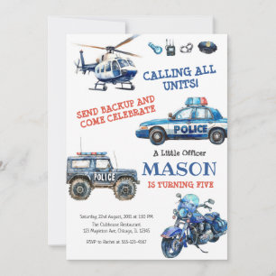 Police Birthday Invitation Police Officer Party