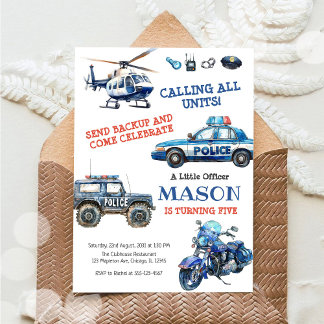 Police Birthday Invitation Police Officer Party