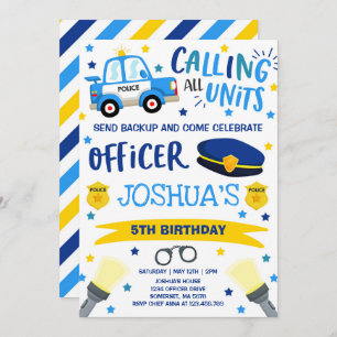 Police Birthday Invitation Police Officer Party