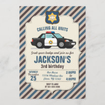 Police Birthday Invitation / Retro Police Car