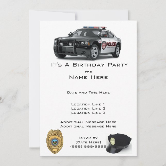 Police Birthday Invitations (Front)