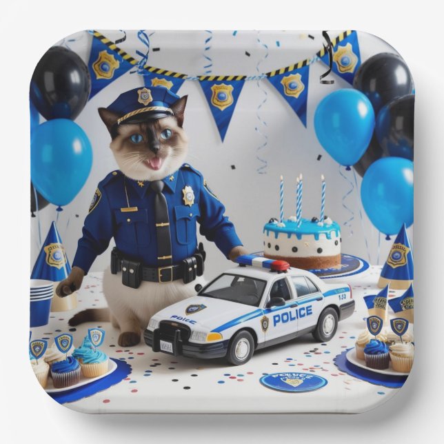 Police Birthday  Paper Plate (Front)