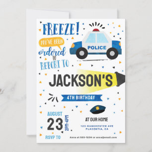 Police Birthday Party Cops & Robbers Policemen Invitation