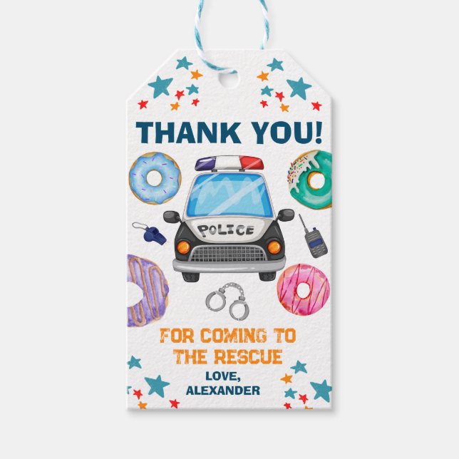 Police Birthday Party Favour Gift Tags (Front)