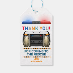 Police Birthday Party Favour Gift Tags