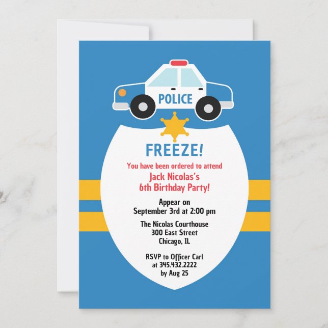 Police Birthday Party Invitation (Front)