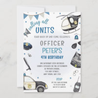 Police Birthday Party Invitation - Police Officer