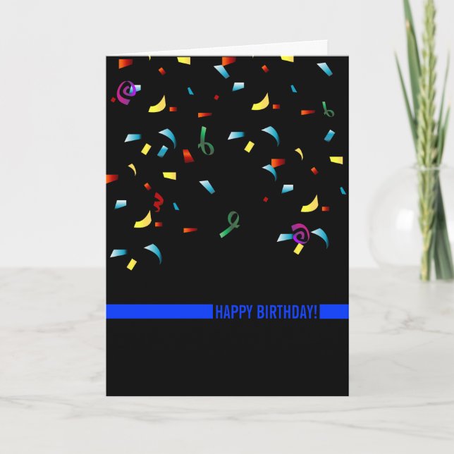 Police Birthday Thin Blue Line Custom Card (Front)