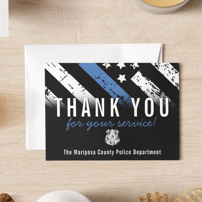 Police Blue Line American Flag First Responder Thank You Card (Creator Uploaded)