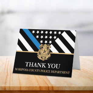 Police Blue Line American Flag First Responder Thank You Card