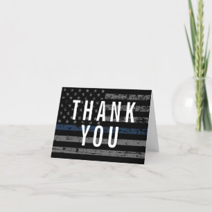 Police Blue Line American Flag First Responder Thank You Card