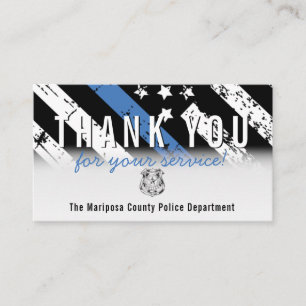 Police Blue Line American Flag Thank You Business Card