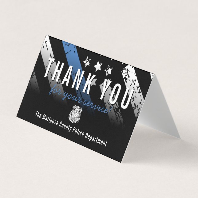 Police Blue Line Flag  Appreciation Thank You Business Card (Front)