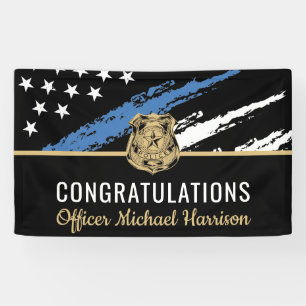 Police Blue Line Flag Congratulations Graduation Banner
