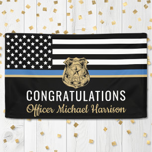 Police Blue Line Flag Congratulations Graduation Banner