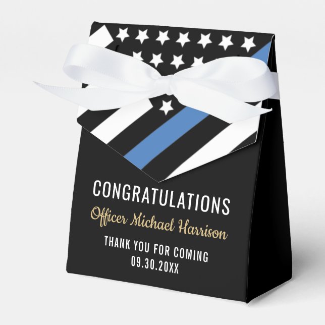 Police Blue Line Flag Congratulations Graduation Favour Box (Front Side)