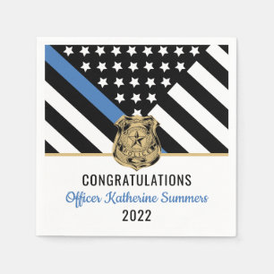 Police Blue Line Flag Congratulations Graduation Napkin