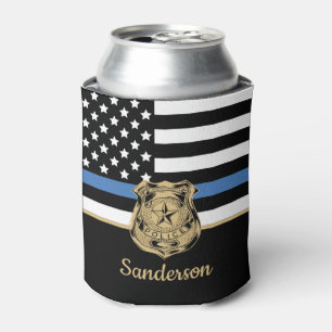 Police Blue Line Flag Congratulations Retirement Can Cooler