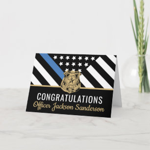 Police Blue Line Flag Congratulations Retirement Card