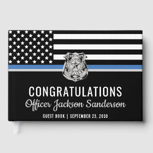 Police Blue Line Flag Congratulations Retirement Guest Book