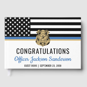 Police Blue Line Flag Congratulations Retirement Guest Book