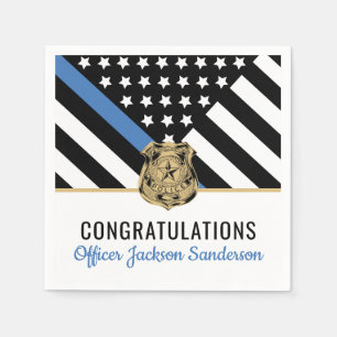 Police Blue Line Flag Congratulations Retirement Napkin