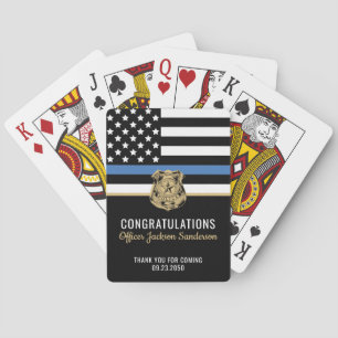Police Blue Line Flag Congratulations Retirement Playing Cards