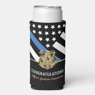 Police Blue Line Flag Congratulations Retirement Seltzer Can Cooler