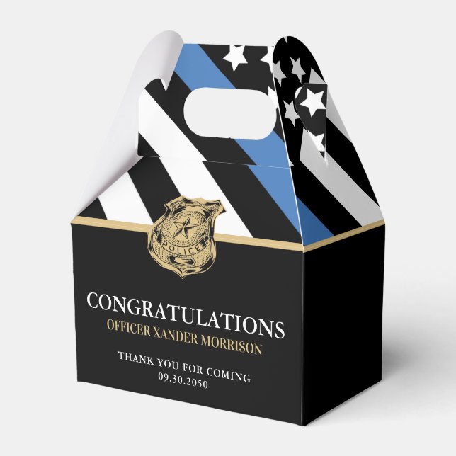Police Blue Line Flag Graduation Congratulations Favour Box (Front Side)