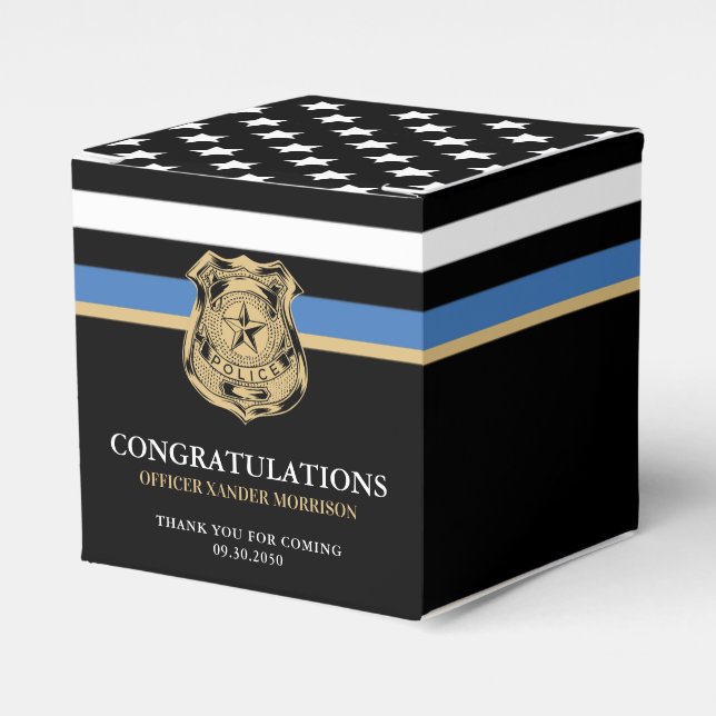 Police Blue Line Flag Graduation Congratulations Favour Box (Front Side)