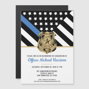 Police Blue Line Flag Law Enforcement Graduation Magnetic Invitation