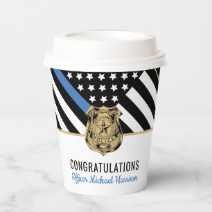 Police Blue Line Flag Law Enforcement Graduation Paper Cups
